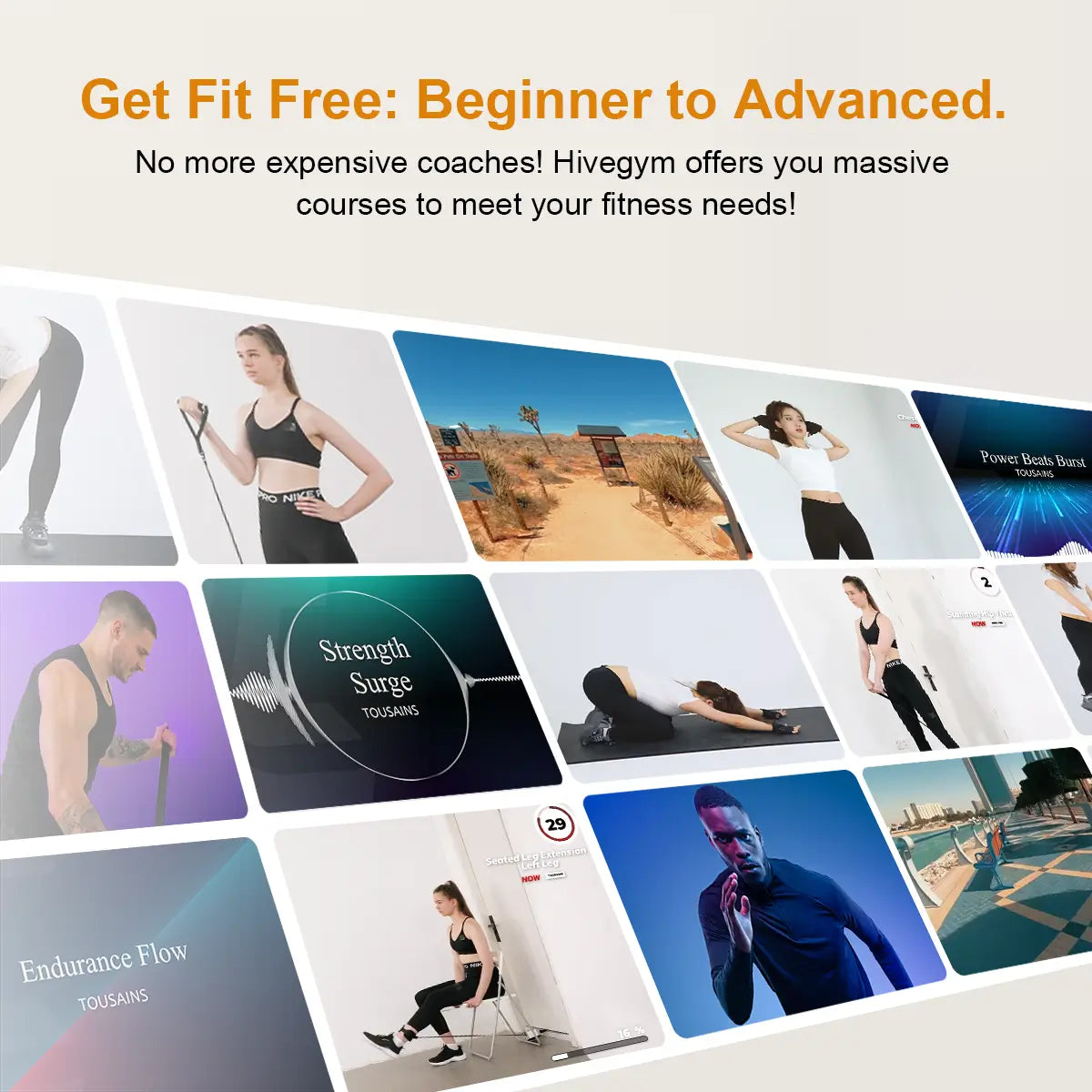 Tousains portable gym Hivegym connects to the Tousains app and provide various workout courses.