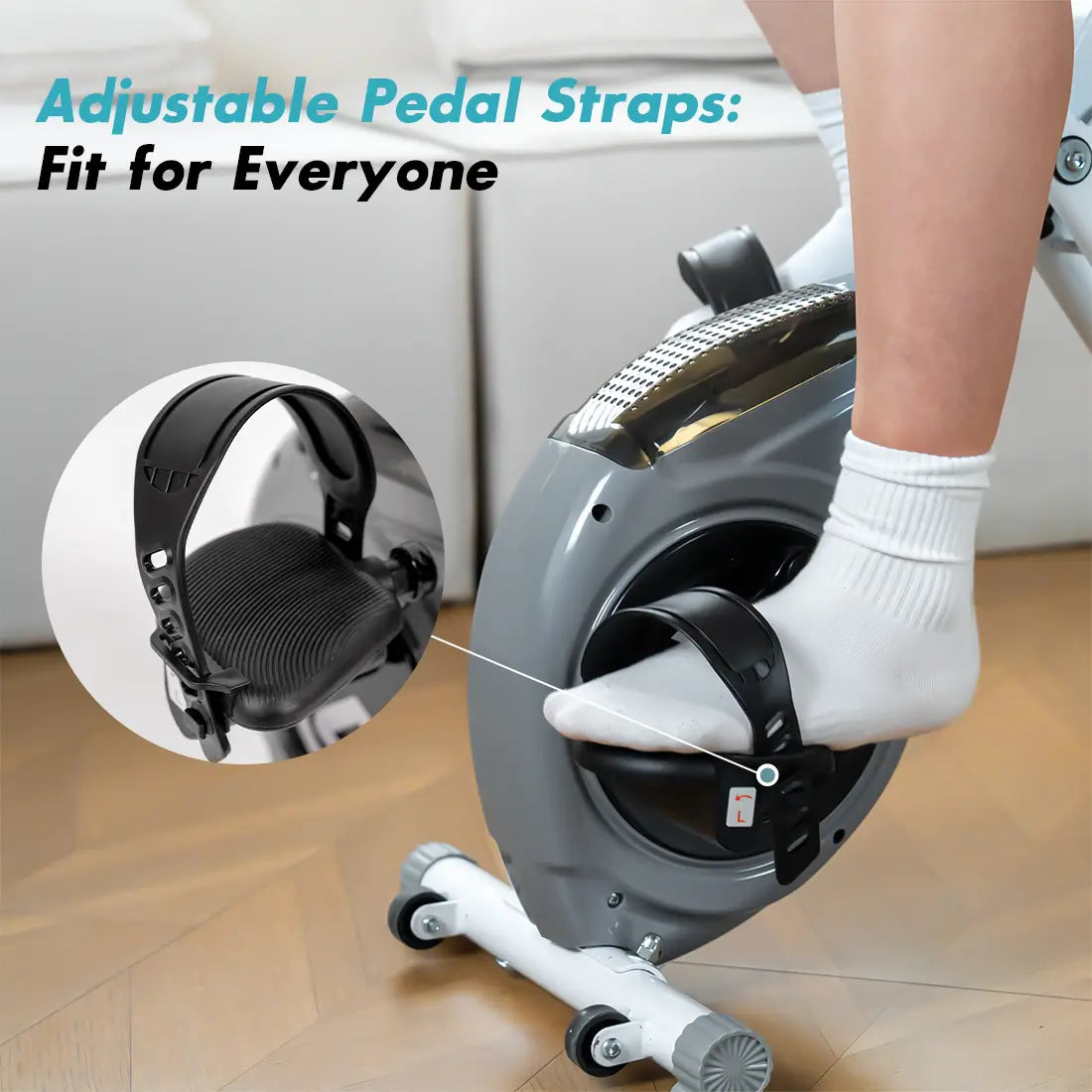 Tousains foldable exercise bike with adjustable pedal straps
