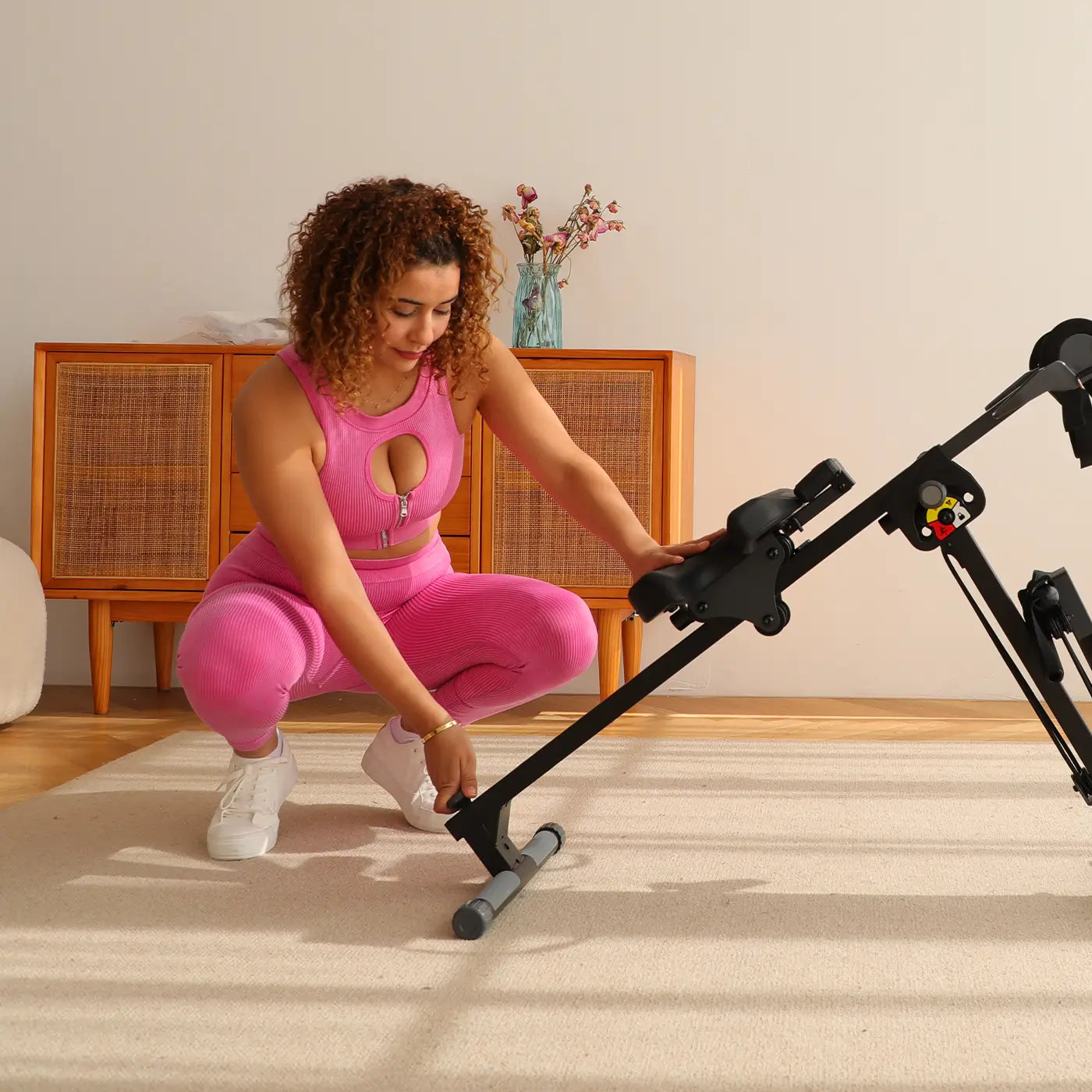 Tousains 3 in 1 rowing machine assembly. Step 4: Insert the knob